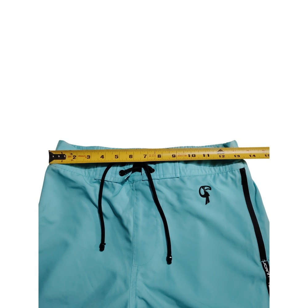 Tucann Mens Aqua Blue Swim Trunks Board Shorts Toucan Logo Tape Size Medium - Picture 3 of 8